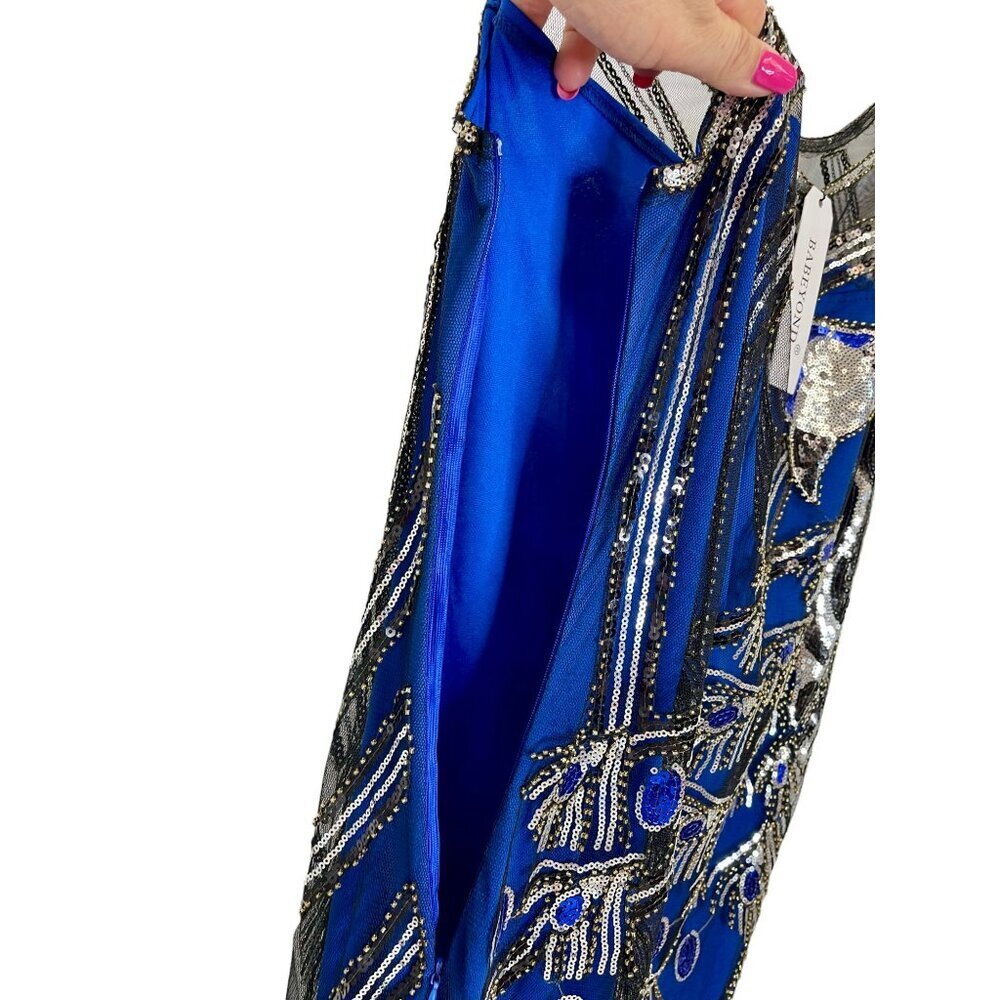 Babeyond Flapper Dress Peacock Sequin Fringe 1920s Gatsby S NWT - Picture 6 of 11